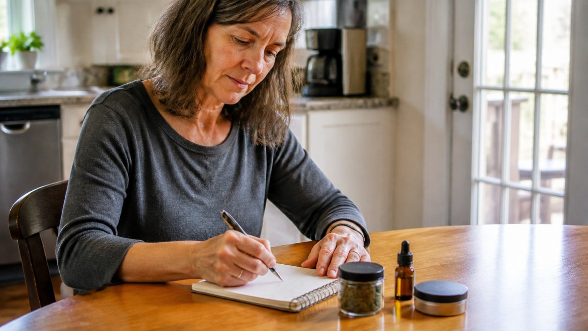 Step-by-step process for tracking cannabis for arthritis symptoms in a daily personal wellness journal